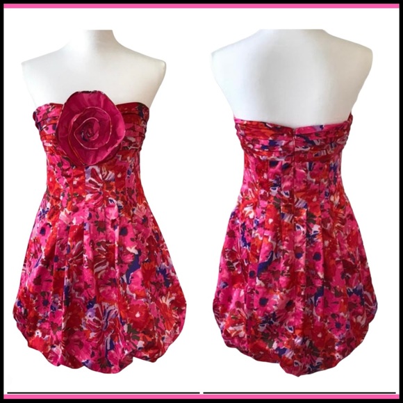 NWT BCBGMAXZRIA BEGONIA COMBO PINK SATEEN DRESS 0 - Picture 3 of 16